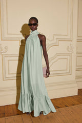 CURAAE Isaline Halter Maxi Dress in Sage Green