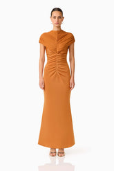 CURAAE Roya Maxi Dress in Caramel Brown