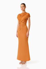 CURAAE Roya Maxi Dress in Caramel Brown
