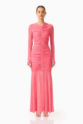 CURAAE Cleo Long Sleeve Maxi Dress in Pink
