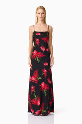 CURAAE Valetta Floral Maxi Dress in Black & Red