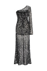 CURAAE Amelia Sequin Maxi Dress in Black