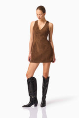 CURAAE Venus Suede Mini Dress in Brown