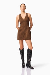 CURAAE Venus Suede Mini Dress in Brown