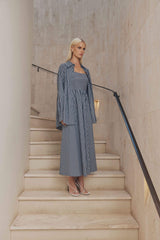 CURAAE Perry Oversized Button up Shirt in Navy Stripe