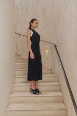 CURAAE Berlin Rib Knit Midi Dress in Black