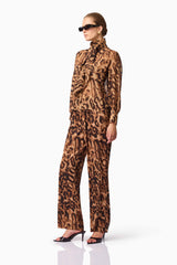 CURAAE Zali Blouse & Pants Set in Leopard Print