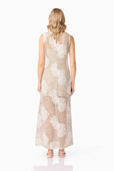 CURAAE Samieka Crochet Midi Dress in Beige