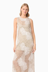 CURAAE Samieka Crochet Midi Dress in Beige