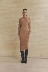 CURAAE Edin Knit Midi Dress In Brown