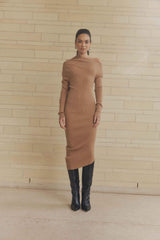 CURAAE Edin Knit Midi Dress In Brown