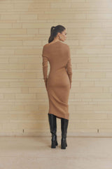CURAAE Edin Knit Midi Dress In Brown