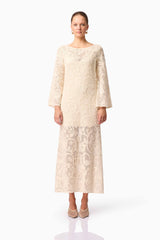 CURAAE Valentine Long Sleeve Maxi Dress in Beige