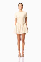 CURAAE Delia Short Sleeve Mini Dress in Cream