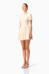 CURAAE Delia Short Sleeve Mini Dress in Cream