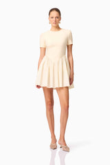 CURAAE Delia Short Sleeve Mini Dress in Cream