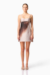 CURAAE Oriellie Sleeveless Mini Dress in Brown
