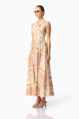 CURAAE Sandi Collar Midi Dress in Beige