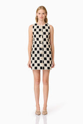 CURAAE Soho Crochet Mini Dress in Black & White