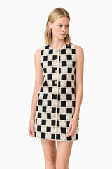 CURAAE Soho Crochet Mini Dress in Black & White