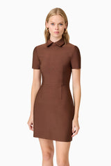 CURAAE Khloe Crepe Knit Mini Dress In Brown