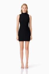 CURAAE Amyra Textured Stretch Mini Dress In Black