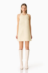 CURAAE Lavelle Halter Mini Dress in Lemon Yellow