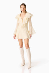 CURAAE Maribelle Long Sleeve Mini Dress in Lemon Yellow