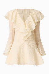 CURAAE Maribelle Long Sleeve Mini Dress in Lemon Yellow