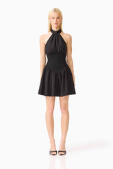 CURAAE Amaris Halter Mini Dress in Black