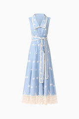 CURAAE Estella Midi Dress in Blue & Cream