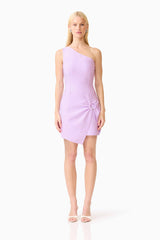 CURAAE Rafaella One Shoulder Mini Dress in Purple