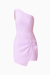 CURAAE Rafaella One Shoulder Mini Dress in Purple