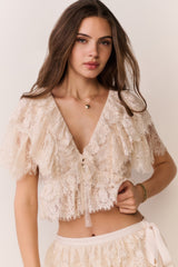 Caper Lace Ruffle Crop Top