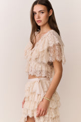 Caper Lace Ruffle Crop Top