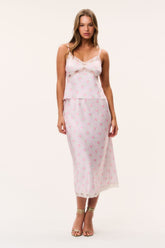 Castle Floral Satin Maxi Skirt