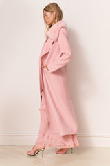 Char Faux Fur Collar Wool Coat - ORCHID ROSE