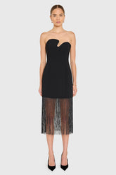 Strapless Puzzle Dress with Fringe