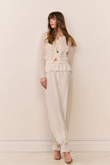 Clyra Silk Lace-Trimmed Balloon Pant