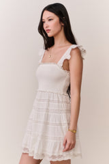 Colbera Lace-Trimmed Cotton Mini Dress