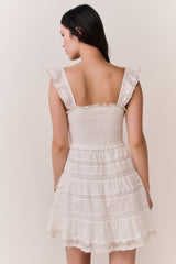 Colbera Lace-Trimmed Cotton Mini Dress