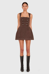 Bethany Romper in Brown Denim