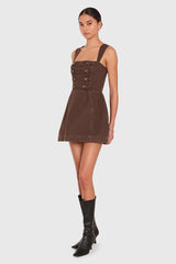 Bethany Romper in Brown Denim