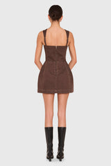 Bethany Romper in Brown Denim