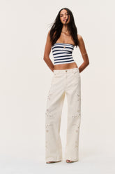 Dellah Floral Eyelet Jeans