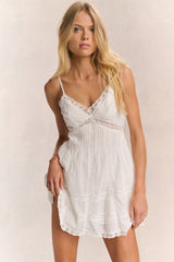 Docila Heritage Cotton Mini Dress - WHITE