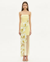 Orchid Embroidered Dress - Yellow