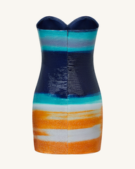 Olivia Metallic Heart Sequin Dress - Blue/Orange