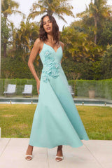 Stella A-Line Gown in Aqua Blue