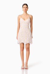 Jasmine Crochet Mini Dress in Purple & Beige